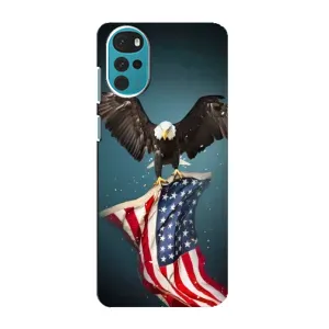 Чехол Флаг USA для Motorola MOTO G22 (Орел и флаг)