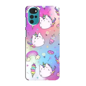 Чехол Unicorn на Motorola MOTO G22 (Радуга и Единорог)