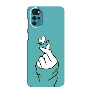 Чехлы (Знак сердечка) на Motorola MOTO G22 (Сердечко на бирюзовом)
