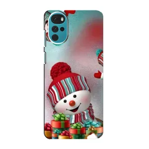 Чехлы на Новый Год Motorola MOTO G22 (Снеговик в шапке)