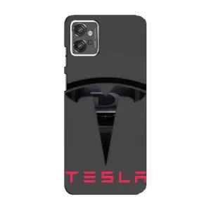 Силиконовый бампер с картинкой машины на Motorola MOTO G23 (Logo TESLA)