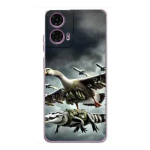 Чехол с мемами тралалело тралала для Motorola MOTO G24 Power (Гусини и крокодило)