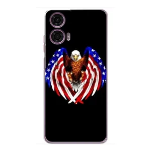 Чехол Флаг USA для Motorola MOTO G24 Power (Крылья США)