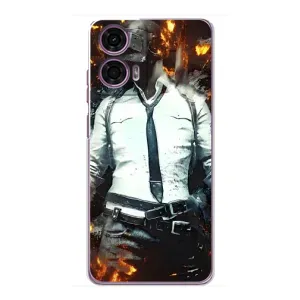 Силиконовый чехол с картинкой "Герой Pubg" на Motorola MOTO G24 Power (Man Пубг)