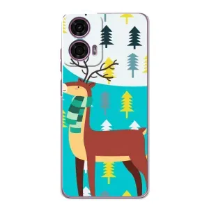 Силиконовый бампер с картинкой животных для Motorola MOTO G24 Power (Олень с шарфом)