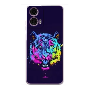 Силиконовый бампер с картинкой животных для Motorola MOTO G24 Power (Тигр-Арт)
