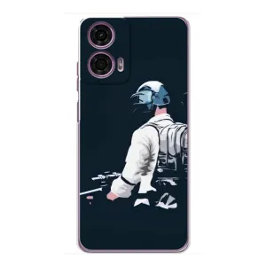 Силиконовый чехол с картинкой "Герой Pubg" на Motorola MOTO G24 Power (В экиперовке)