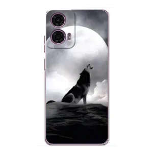 Чехол с Волком на Motorola MOTO G24 Power (Волк и луна)