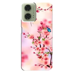 Чехол с принтом САКУРЫ на Motorola MOTO G24 (Бабочки на сакуре)
