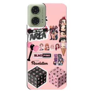 Чехлы с картинкой для Motorola MOTO G24 (BLACK PINK коллаж)