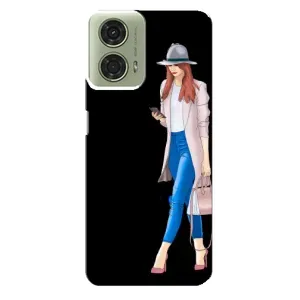 Чехол с картинкой Модные Девчонки Motorola MOTO G24 (Девушка со смартфоном)