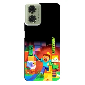 Чехлы для Motorola MOTO G24 (Персонажи Майн Крафт) (Герой Майнкрафт)