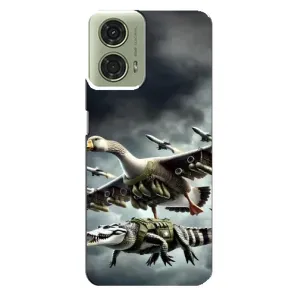 Чехол с мемами тралалело тралала для Motorola MOTO G24 (Гусини и крокодило)