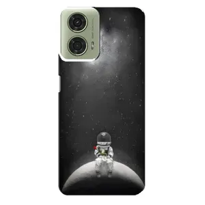 Силиконовый Чехол с принтом "Космонавты" на Motorola MOTO G24 (Космонавт романтик)
