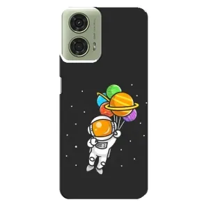 Силиконовый Чехол с принтом "Космонавты" на Motorola MOTO G24 (Космонавт с шариками)