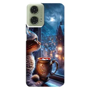 Чехлы на Новый Год Motorola MOTO G24 (Кот новогодний)