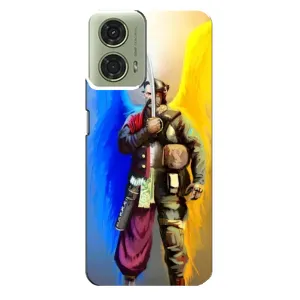 Чехол с картинкой (Патриотический КОЗАК) на Motorola MOTO G24 (Козак с крыльями)