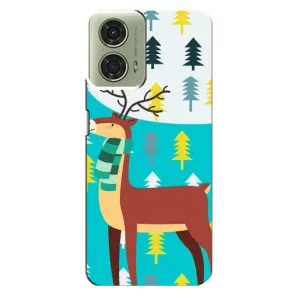Силиконовый бампер с картинкой животных для Motorola MOTO G24 (Олень с шарфом)