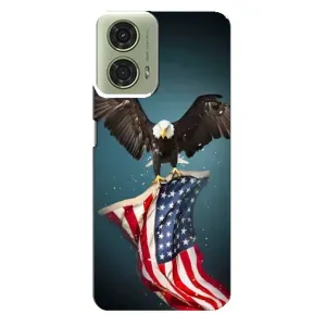 Чехол Флаг USA для Motorola MOTO G24 (Орел и флаг)