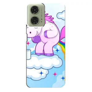 Чехол Unicorn на Motorola MOTO G24 (Радуга единорожка)