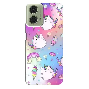 Чехол Unicorn на Motorola MOTO G24 (Радуга и Единорог)