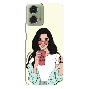 Силиконовый Чехол на Motorola MOTO G24 с картинкой Стильных Девушек (С напитком)