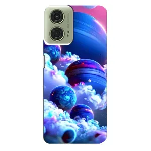 Чехлы КОСМОС для Motorola MOTO G24 (Синие планеты)