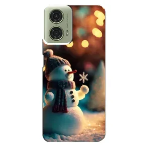 Чехлы на Новый Год Motorola MOTO G24 (Снеговик праздничный)