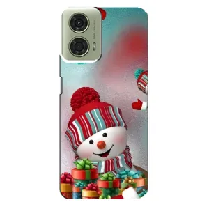 Чехлы на Новый Год Motorola MOTO G24 (Снеговик в шапке)