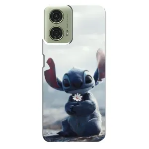 Чехол с рисунком Стич для Motorola MOTO G24 (Стич с цветочком)