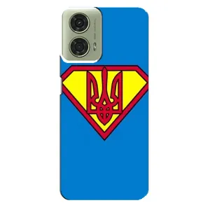 Чохол з картинкою (Патріотичний ГЕРБ) на Motorola MOTO G24 (Герб - супер герой)