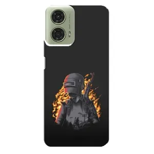 Силиконовый чехол с картинкой "Герой Pubg" на Motorola MOTO G24 (В огне)