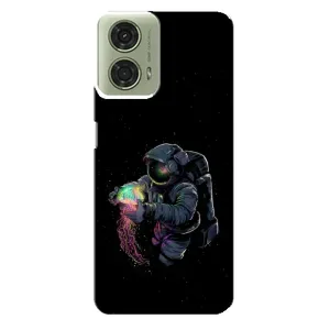 Силиконовый Чехол с принтом "Космонавты" на Motorola MOTO G24 (В руках земля)