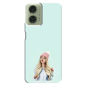 Силиконовый Чехол на Motorola MOTO G24 с картинкой Стильных Девушек (В шапке)