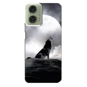 Чехол с Волком на Motorola MOTO G24 (Волк и луна)