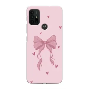 Чехол банты для Motorola MOTO G30 (Бант на розовом)