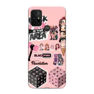 Чехлы с картинкой для Motorola MOTO G30 (BLACK PINK коллаж)