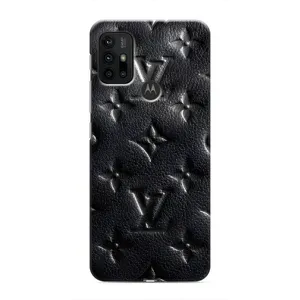 Текстурный Чехол Louis Vuitton для Моторола Мото джи30 (Черный ЛВ)
