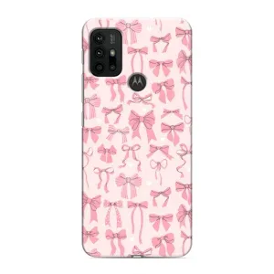 Чехол банты для Motorola MOTO G30 (Фон бантики)