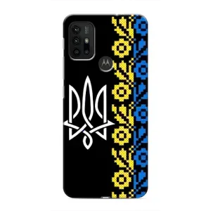 Силиконовый Чехол на Motorola MOTO G30 (Герб и вышыванка)