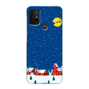 Силиконовый бампер на рождество для Motorola MOTO G30 (Город в снегу)