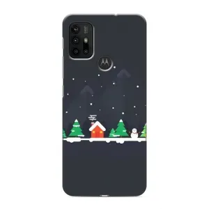 Силиконовый бампер на рождество для Motorola MOTO G30 (Город зимний)