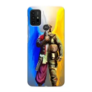 Чехол с картинкой (Патриотический КОЗАК) на Motorola MOTO G30 (Козак с крыльями)