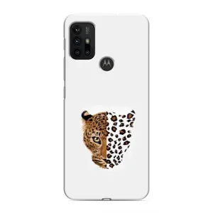 Чехол с леопардовым принтом на Motorola MOTO G30 (Леопард на белом)