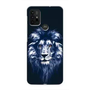 Чехол с картинкой на Motorola MOTO G30 (Лев - синий)