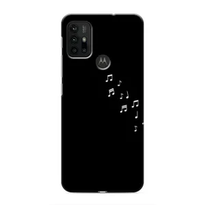 Чехол с картинками на черном фоне для Motorola MOTO G30 (Ноты)