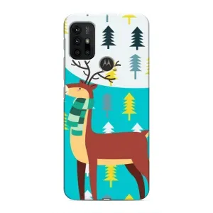 Силиконовый бампер с картинкой животных для Motorola MOTO G30 (Олень с шарфом)