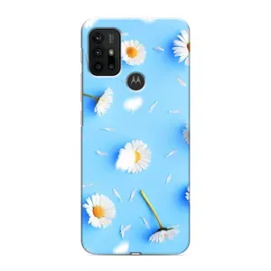 Чохол з Квітами для Motorola MOTO G30 (ромашки на блакитному)