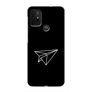 Чехол с картинками на черном фоне для Motorola MOTO G30 (Самолетик)