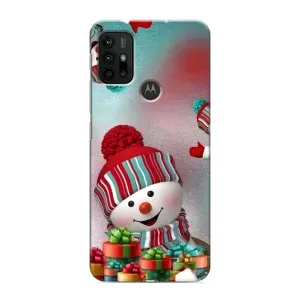 Чехлы на Новый Год Motorola MOTO G30 (Снеговик в шапке)
